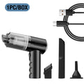 Wireless Handheld Vacuum Cleaner in black with a transparent dust chamber, pistol grip, narrow nozzle and brush attachment